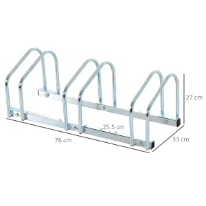 Suport de parcare pentru 3 biciclete din otel, 70,5 x 33 x 27cm, argintiu - Img 3