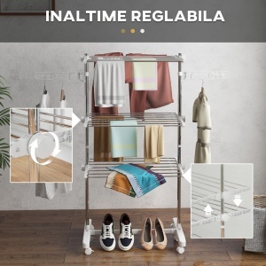 Suport de Uscat Rufe – Inox, 3 Etaje Reglabile Premium - Img 4