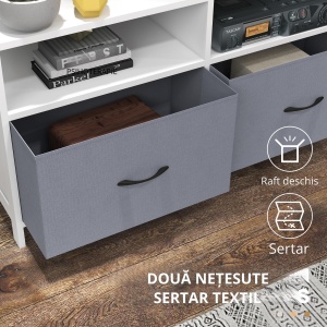 Suport Dulap TV pentru Televizoare de pana la 45”, Centru de Divertisment cu Sertare Pliabile si Rafturi de Depozitare pentru Camera de Zi, Dormitor - Img 5