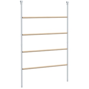 Suport pentru Găini pe 4 Niveluri, Posatoiu din Lemn și Oțel Galvanizat, Scară pentru Coteț, 4-6 Găini, 140x86x2,5 cm, Lemn Natural - Img 1