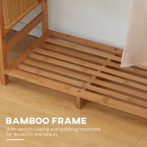 Suport pentru Haine din Bambus cu Rafturi pe 6 Niveluri și Bară pentru Haine, Stender pentru Dormitor și Hol, Design Modern, 90x30x145 cm, Lemn Natural - Img 5