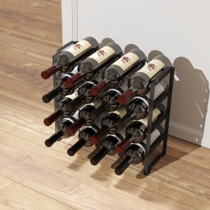 Suport pentru Sticle de Vin cu 4 Niveluri, 42,5x16,5x41 cm, Negru - Img 2
