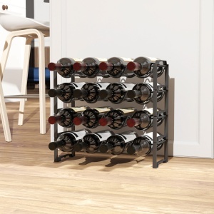 Suport pentru Sticle de Vin cu 4 Niveluri, 42,5x16,5x41 cm, Negru - Img 7