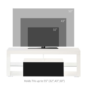 Suport tv cu lumini led multicolore și telecomandă pentru televizoare până la 55", Alb - Img 4