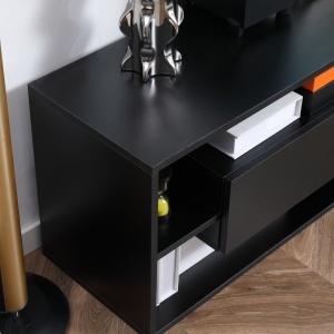 Suport TV Modern 130 cm cu Dulapuri si Rafturi – Negru - Img 5