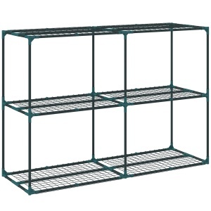 Suport Vertical pentru Plante cu 3 Niveluri din Oțel și Plastic, Suport Ghivece pentru Interior și Exterior, Grădină, Balcon, 143x48x100 cm, Verde Închis - Img 1