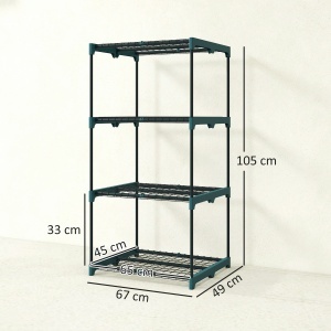 Suport Vertical pentru Plante cu 4 Niveluri din Oțel și Plastic, Suport pentru Ghivece de Interior și Exterior, Grădină, Balcon, 67x49x105 cm, Verde Închis - Img 3