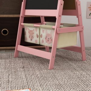 Tablă de Scris 3 În-1 pentru Copii 3-8 Ani din Lemn, 54x46,5x93 cm, Roz - Img 8