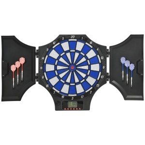 Tablou Electronic pentru Săgeți cu 6 Săgeți și Monitor LCD pentru 31 de Jocuri, 83x45x4 cm, Negru și Albastru