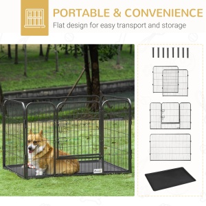 Tarc / Gard Metalic 4 Panouri pentru Caini & Pisici – 109×74×71 cm, Usa Blocare - Img 5