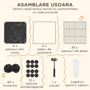 Țarc Modular pentru Animale de Companie de Talie Mică, cu 39 de Panouri și Accesorii, 140x70x105 cm, Negru - Img 5