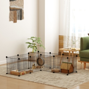 Țarc Modular pentru Animale de Companie de Talie Mică cu Panouri și Accesorii, 140x70x35 cm, Negru - Img 8