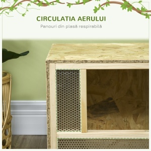 Terariu pentru Reptile cu Uși din Sticlă Glisante și Panouri din Plasă, 40x80x40 cm, Lemn Natural - Img 7