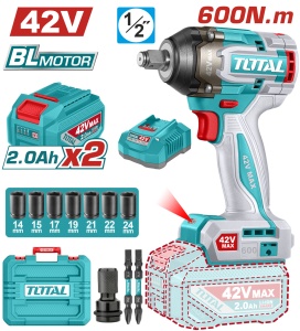TOTAL - MASINA DE INSURUBAT CU IMPACT - 42V - 1/2'' (INCLUDE 2 ACUMULATORI, 1 INCARCATOR)