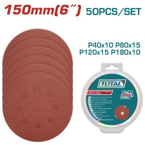 TOTAL - SET 50 BUC. DISC HARTIE ABRAZIVA 150mm - P40, P80,P120,P180