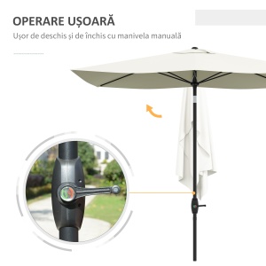 Umbrela de Gradina Dreptunghiulara UV 50 cu Deschidere cu Manivela si inclinare Reglabila, 200x300 cm, Bej - Img 5