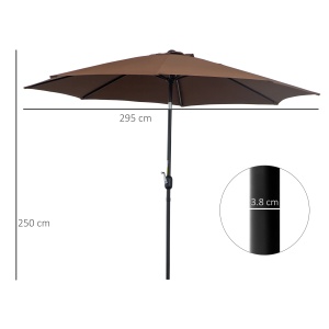 Umbrela de Gradina Inclinabila 3x2.45m in Poliester Impermeabil, Cafea - Img 3