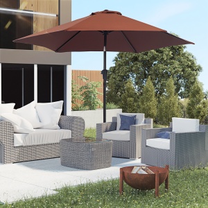 Umbrelă de Grădină Înclinabilă cu Manivelă și 6 Spițe din Aluminiu, 2.6x2.35 m, Cafeniu - Img 2