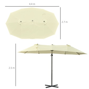 Umbrela dubla din poliester Anti-UV impermeabil bej 440x270x250cm - Img 3
