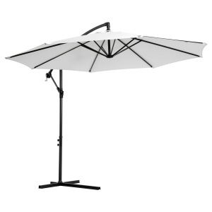 Umbrela pentru Gradina Brat cu Manivela, Φ3x2.5m, Alba - Img 1