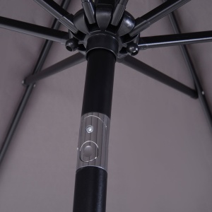Umbrelă Rotundă de 300x250cm cu Manivelă și Funcție de Înclinare, Umbrelă de Grădină, Terasă, Exterior, Metal și Poliester Gri Închis - Img 9