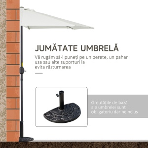 Umbrela Semicirculara Impermeabila Protectie UV Alba 269x138x236cm - Img 5