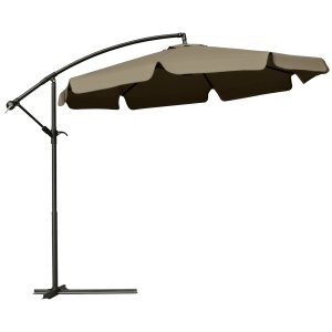 Umbrela Suspendată cu Copertină Reglabilă, Bază în Cruce, Orificii de Ventilaţie şi Manivelă, 2.7x2.7 m, Cafeniu - Img 1