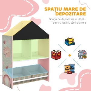Unitate de depozitare a jucariilor pentru copii sertare rafturi detasabile pentru dormitorul copiilor sufragerie decor pentru cresa roz - Img 4