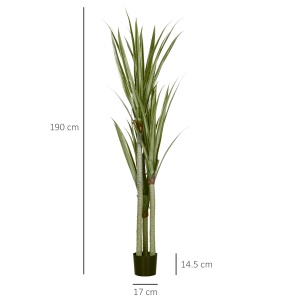 Yucca Artificială 190cm Plantă Artificială cu 39 Frunze Decorațiune pentru Casă Living Birou Grădină Ø17x190 cm Verde - Img 3