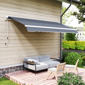 3,6 x 2,5 m Copertină Retractabilă cu Manivelă pentru Terasă, Grădină, Alb Crem - Img 9