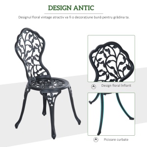 3pcs Patio Bistro Set Cast Aluminum Table Chair Outdoor Furniture Antique Black - Img 4