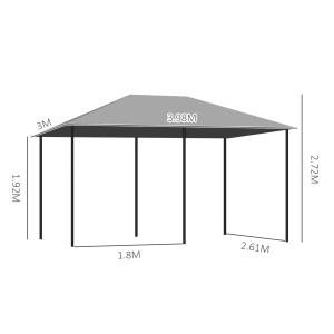 3x4 m Gazebo de Exterior din Oțel cu 6 Perdele Detașabile și Orificii de Drenaj, Gri - Img 3
