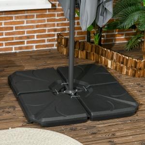 4 bucati baza de umbrela din plastic HDPE, umpluta cu apa si nisip pana la 18 kg, 103x103x8,3 cm, negru - Img 2