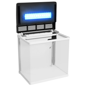 Acvariu de 28L cu Iluminare LED, Orificii de Ventilație și Pompă Silențioasă, 38x26x38 cm, Alb - Img 8
