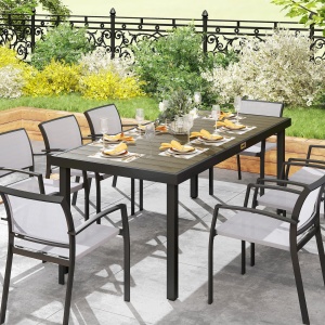 Aluminum Outdoor Patio Dining Table for 8 for Garden Lawn Backyard, Natural - Img 9
