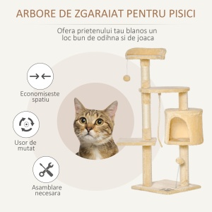 ansamblu pentru pisici, 4 niveluri, 40x40x114cm, bej - Img 4