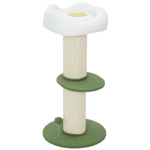 Ansamblu pentru Pisici, din Sisal și Pat în Formă de Floare Verde, 92cm - Img 1