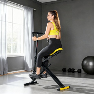 Aparat Total Crunch Pliabil cu Scaun Reglabil, din Metal și Plastic, 57x105x115 cm, Galben - Img 8