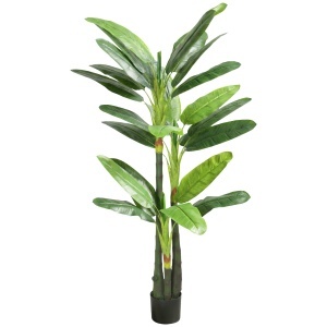 Arbore Artificial de Banan 180 cm cu Ghiveci, Plantă Falsă cu 18 Frunze pentru Decor Interior sau Birou, Verde
