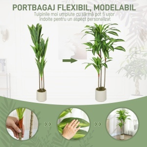 Arbore Artificial Dracaena 120 cm cu Rame Flexibile - Verde - Img 6