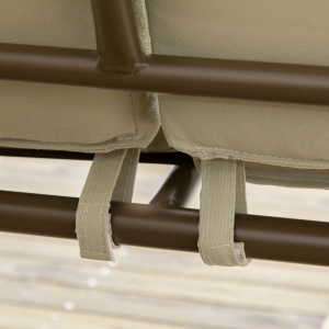 Balansoar de Gradina 3 Locuri din Otel si Poliester cu Baldachin Rabatabil din PC si Perne pentru Spatar si Brate, 208x120x174 cm, Maro si Kaki - Img 8