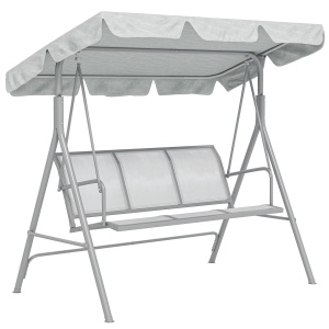 Balansoar de grădină 3 locuri Hollywoodschaukel cu acoperiș din metal gri+argintiu 170 x 110 x 153 cm - Img 1