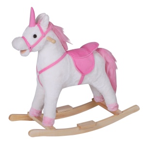 balansoar din lemn, forma de unicorn, 78x28x68 cm