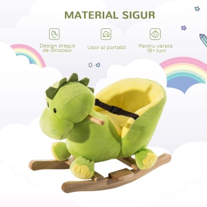 balansoar dragon copii 60x33x45cm, verde si galben - Img 6