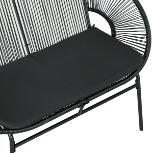 Bancă Acapulco cu Brațe, Perne și Cadru din Oțel, Greutate Maximă 260 kg pentru Balcon, Terasă, Grădină 132x72x83 cm Negru - Img 8