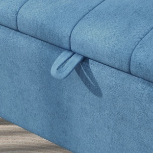 Bancă de depozitare 40", tapițată din material textil cu picioare din oțel pentru Living sau Dormitor, Albastru Închis - Img 9