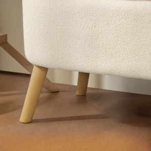 Banca de Depozitare de 65L din Material Teddy și Lemn, 120x42x45 cm, Bej - Img 9