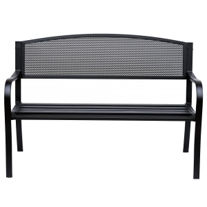 Banca de exterior din otel, negru, 127x60x85cm - Img 7