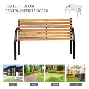 Banca de Gradina sau Terasa cu 2 locuri, in Otel 122L x 60L x 83Hcm - Img 6