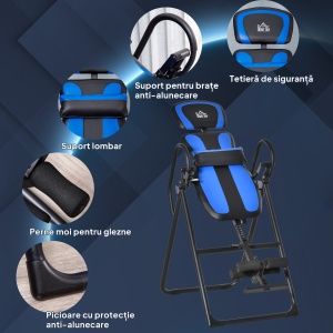 Bancă de Inversie Pliabilă cu Roți și Reglare de la 140-203cm Negru - Img 5